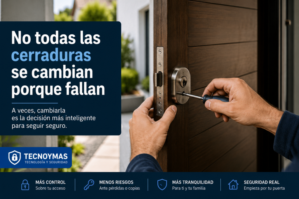 Cambio de cerradura en puerta principal residencial tecnoymas.cl