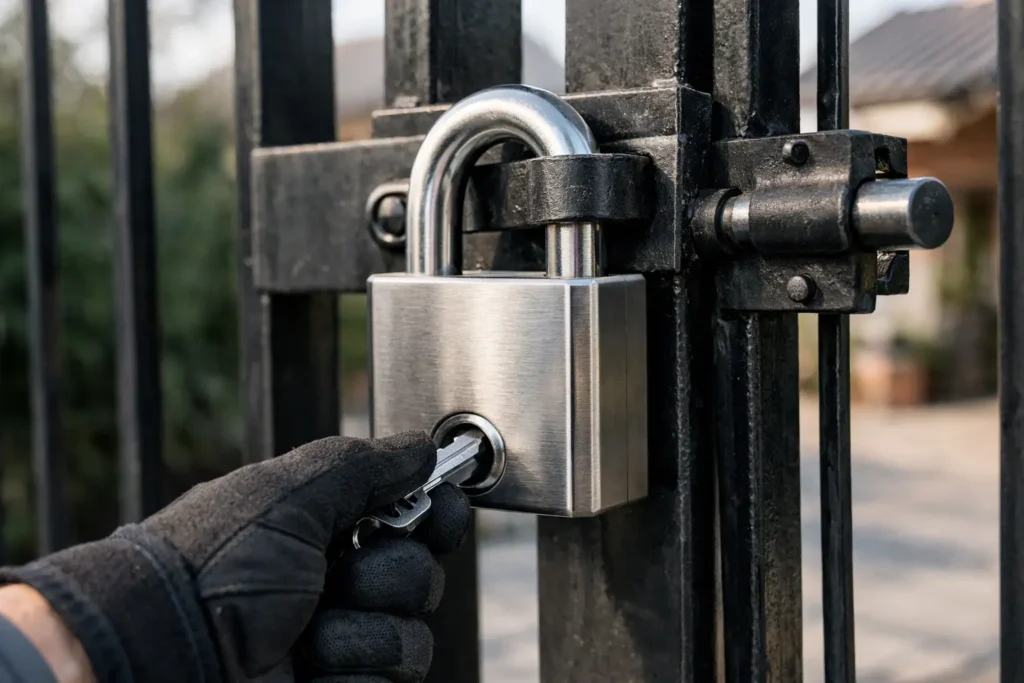 Candado de alta seguridad para reja exterior y portón peatonal