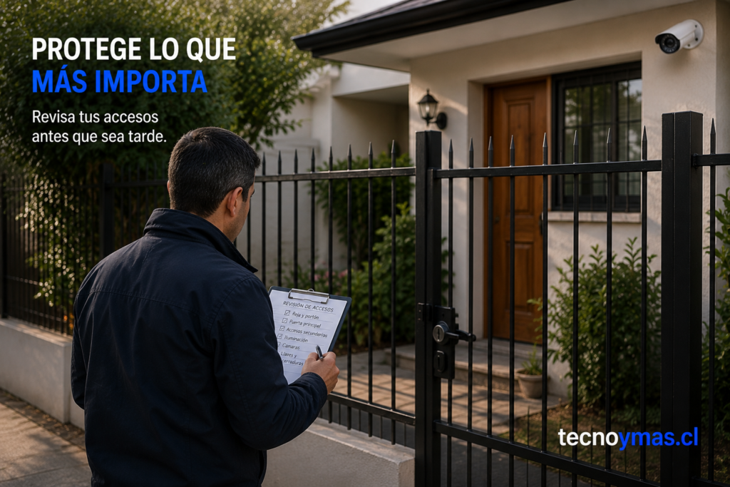 Protección de accesos en vivienda con revisión de reja, puerta y portón tecnoymas.cl
