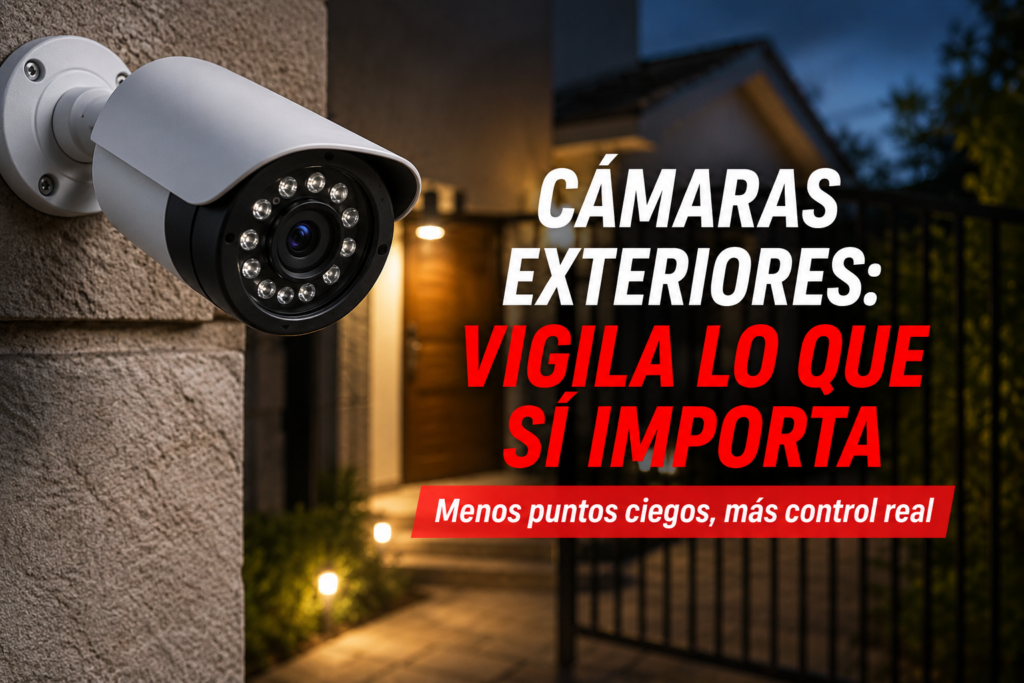 Cámaras exteriores para vigilar accesos y reducir puntos ciegos en tecnoymas.cl