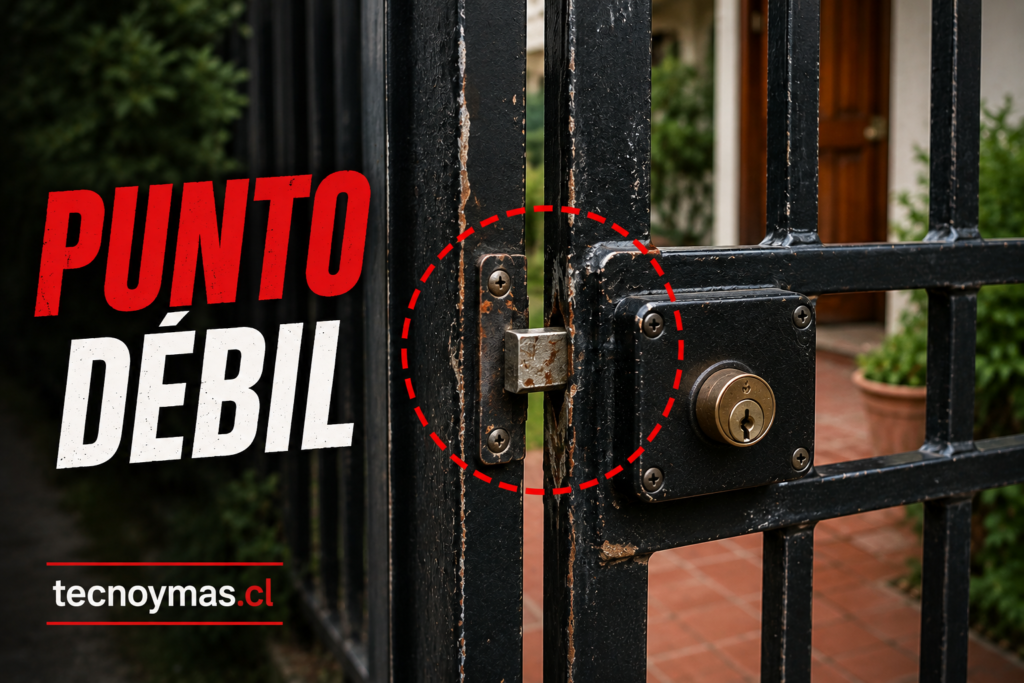 Punto débil en cerradura de reja peatonal de seguridad tecnoymas.cl