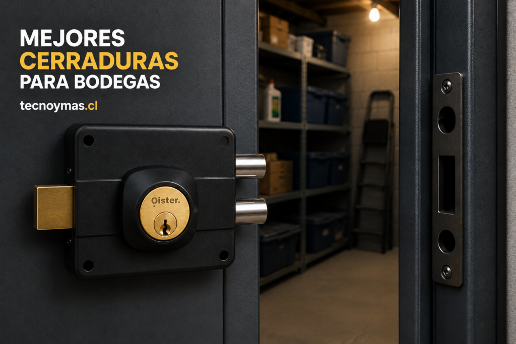 Bodega protegida con cerradura de sobreponer en puerta metálica tecnoymas.cl